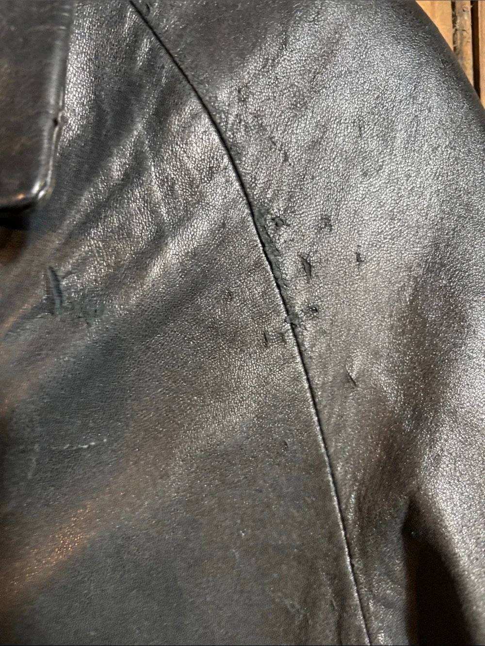 Classic Black Talbots Leather Coat - Women's Button Front Jacket